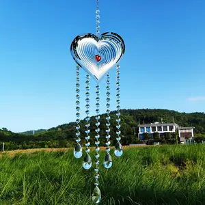 CR118 Wholesale Crystal Wind Chimes Heart Wind Spinners and Glass Pendants Form windchimes Memorial Wind Chimes