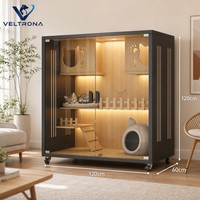 Villa Kucing Duplex Kustom, Villa Kucing Mewah Berlapis-lapis Ukuran Ekstra Besar, Rumah Hewan Peliharaan Kayu Indoor, Furnitur Kabinet Kucing
