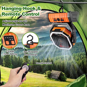 Lámpara de Trabajo LED Recargable de Alta Potencia con Batería de Litio, Banco de Energía, Ventilador de Mesa para Escritorio, Linterna de Camping para Exteriores con Gancho - Product Image 5