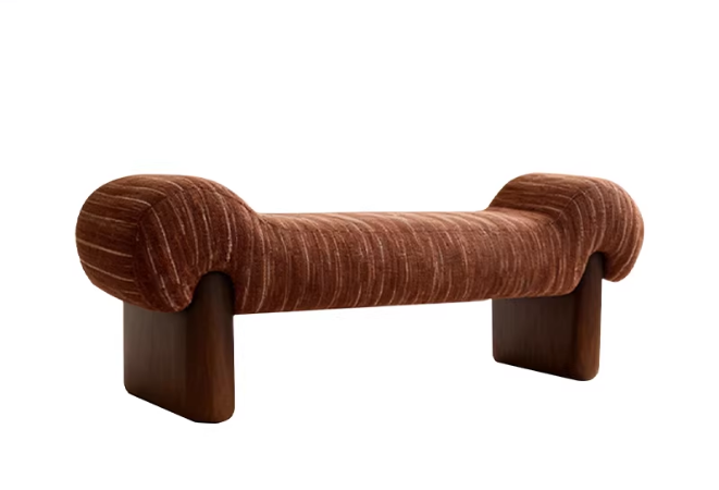 ผ้ากำมะหยี่เชนิลล์ลายแจ็คการ์ดสีส้ม + ไม้สน