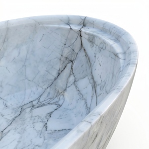 Luxury Custom-made Modern Oval Bathtubs Exclusive Arabescato Corchia Marble Freestanding Soaking Bathroom Vila Hotel - Product Image 3