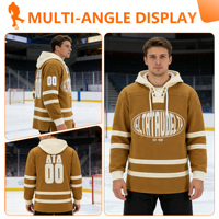 Sweat à capuche unisexe personnalisé avec logo, broderie personnalisée, sublimation, col lacé en sergé, pour le hockey