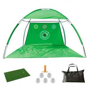 Ensemble de filet d'entraînement de golf portable et cage de frappe avec tapis de frappe en caoutchouc - Tente d'entraînement de golf intérieure/extérieure pour la pratique du swing - Product Image 3