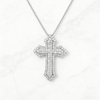 Collier chaîne de pull de luxe personnalisé en argent plaqué or 10K/14K/18K avec diamant CVD de laboratoire, pendentif croix, cadeau de fiançailles UJ VS