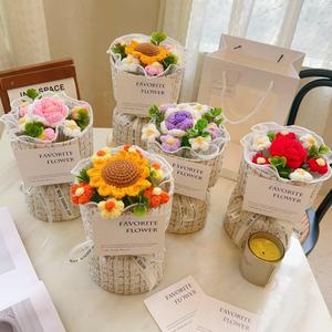 Fiore Artificiale in Tessuto Decorativo, Girasole all'Uncinetto Fatto a Mano, Bouquet <span class=keywords><strong>Colorato</strong></span> per il Ritorno a Scuola e la Festa degli Insegnanti Y12 - Product Image 5
