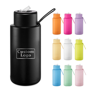 Australia Hot 34oz Insulated <b>Flask</b> Sport Reusable Drink Bottle Termos <b>Coffee</b> Cup Ceramic Water Bottle With Straw Lid - Product Image 2