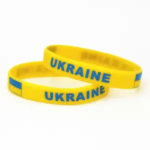 2023 사용자 정의 UKR 우크라이나 국기 스포츠 실리콘 팔찌 팔찌 팔찌