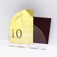 Tarjetas de menú de cena de boda de acrílico transparente personalizadas, números grabados en lámina dorada, soportes de lugar con Material de papel de estilo musical