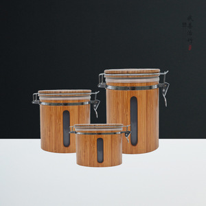<b>Bamboo</b> Airtight Jar Wooden Lid Cylinder Shape Storage <b>Container</b> For Tea And Food Preservation - Product Image 4