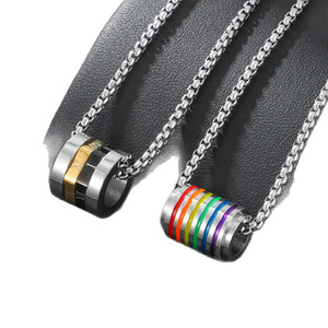 클래식 로마 숫자 목걸이 도매 게이 프라이드 레인보우 목걸이 스테인리스 스틸 LGBT 우정 목걸이 - Product Image 6
