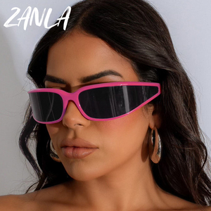 Mode <span class=keywords><strong>rose</strong></span> Y2k Punk tordu lunettes Cyberpunk lunettes de soleil hommes femmes 2024 Cool fête cyclisme conduite sport lunettes lunettes de soleil - Product Image 1