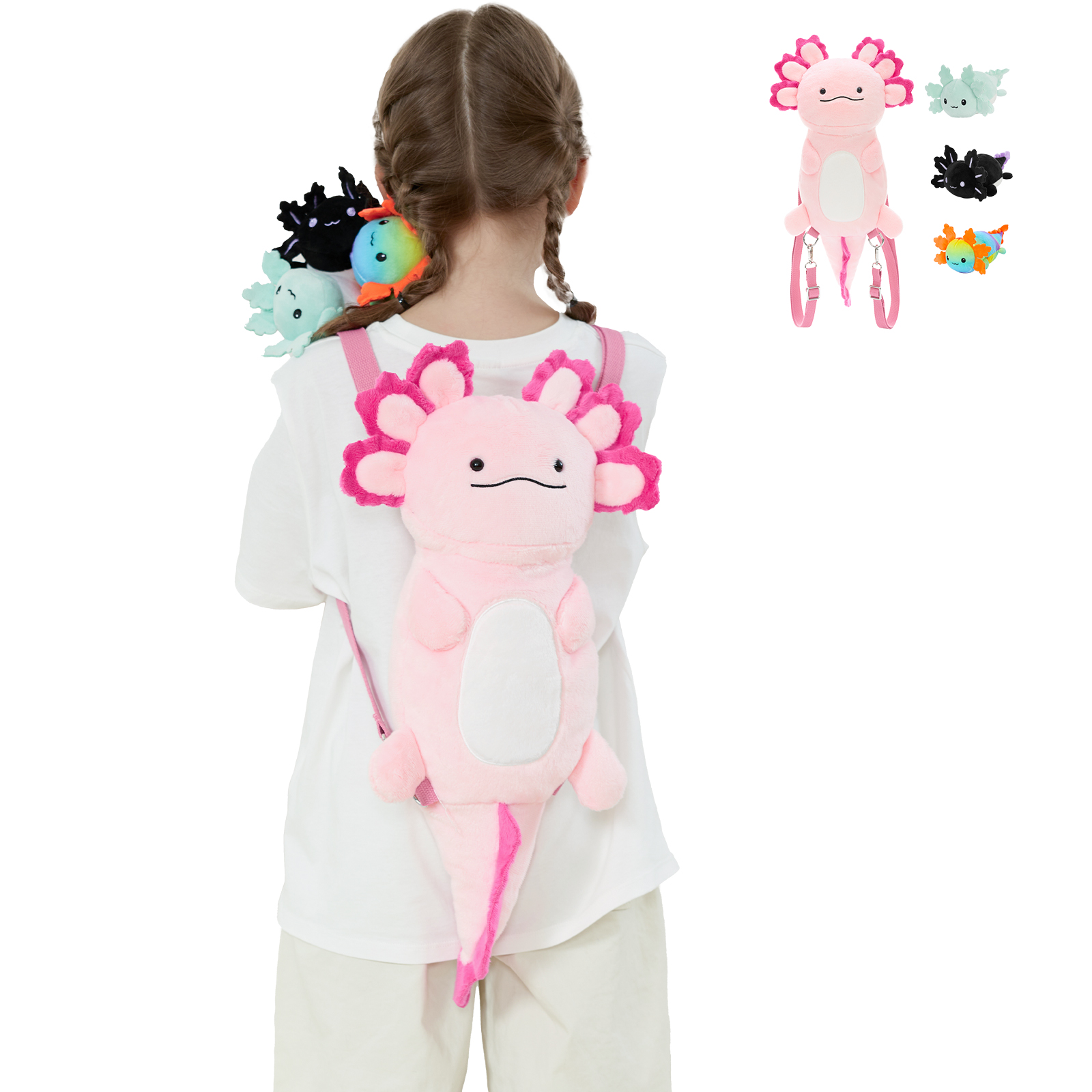 Sac à dos en peluche Salamandre 4 en 1