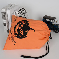 Sac à cordon d'Halloween orange avec imprimé citrouille Jack O'Lantern effrayant pour la fête d'Halloween des enfants, idéal pour les friandises ou comme sac cadeau