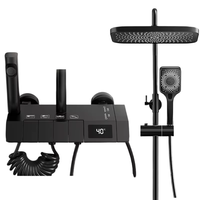 Système de douche pluie à succès 4 voies avec cartouche céramique, effet cascade, ensemble de douche à touches piano