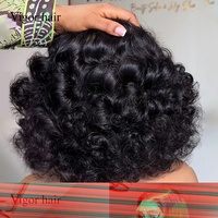 Perruques à bandeau à faible entretien, style Socialite, en cheveux humains brésiliens bruts, Sdd, bouclées ondulées et volumineuses, sans dentelle