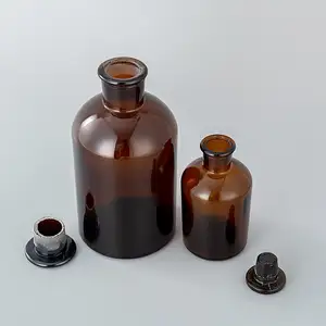 卸売狭口琥珀色実験室60ml120ml 250ml 500ml 1000ml薬剤師瓶コルク蓋付きガラス試薬ボトル