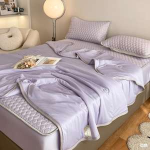 แผ่นรองที่นอนยางพาราเย็น150x200ซม. ชุด4ชิ้นสำหรับฤดูร้อนผ้าห่มหรูหราระบายอากาศได้ดี - Product Image 4