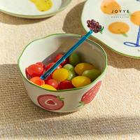 JOYYE-Vaisselle avec motif de fruits frais, motif banane orange fraise, assiettes en céramique, bol et tasse, design original