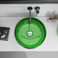 Lavabo de salle de bain moderne en résine transparente, éco-responsable, capacité 12L, finition polie, avec drain, garantie 5 ans