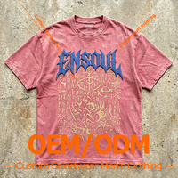 Acid Wash Vintage Gewaschenes Schwergewichts-T-Shirt 240GSM 100% Baumwolle Übergroßer Puff-Print Herren Streetwear T-Shirt Individueller DTG-Druck OEM ODM