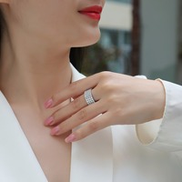 Bagues fines 2MM en Moissanite VVS à 5 rangs pour femmes, en argent sterling 925 plaqué or blanc, anti-ternissement, bijoux superposés pour hommes
