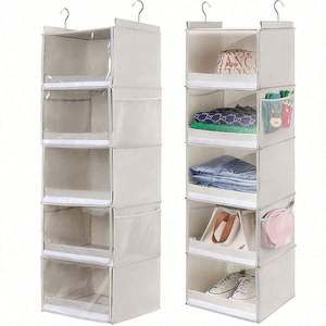 Organizador de Ropa Plegable de 5 Niveles para Bebés, para Colgar Sobre la Puerta, Multifuncional, de Poliéster - Product Image 1
