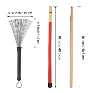 Vente en gros d'accessoires d'instruments de musique Kit de batterie Baguette de batterie <span class=keywords><strong>Brosse</strong></span> métallique 19 faisceaux Baguette de bambou Set de batterie Accessoires de percussion - Product Image 3