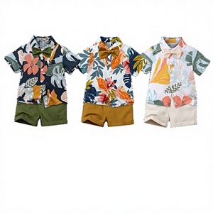 Conjuntos de Roupas Casuais para Crianças para o Verão Estilo Havai 2 Peças com Manga Curta - Product Image 5
