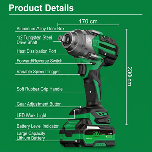 Llave de Impacto Eléctrica RB-810 de Alto Torque 850Nm, Llave de Impacto de Iones de Litio sin Escobillas para Reparación de Automóviles, Original y Auténtica - Product Image 5