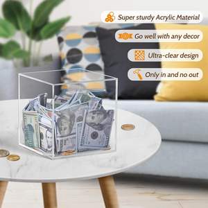 Acrilico salvadanaio per gli adulti deve rompere per aprire, chiaro acrilico salvadanaio per i veri soldi ragazzi ragazze regalo di compleanno - Product Image 3