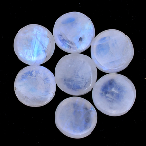 Piedra Lunar Arcoíris de 11 mm, Cabujón Redondo Liso, Piedra Lunar de Fuego Azul Natural, Gemas Sueltas Semipreciosas, Lote de Cabujones para Joyería - Product Image 2