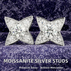 Pendientes de plata S925 de moda clásica para mujer, elegantes y lujosos, de alta calidad, con moissanita - Product Image 2