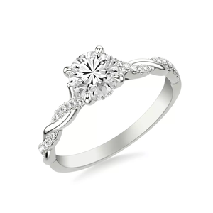 14K Gold Twisted <b>Infinity</b> Shank Pave Side Diamonds Round Lab Grown Diamond Engagement Ring IGI certificate for women Jewelry - Product Image 4