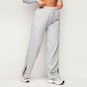 High Quality OEM Factory <b>Fleece</b> Wide Leg <b>Jogger</b> Pants Split Bottom Blank Drawstring Loose Fit Straight Legged Sweatpants <b>Women</b> - Product Image 5