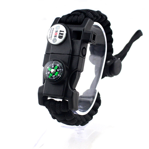 Paracord สร้อ<span class=keywords><strong>ย</strong></span>ข้อมือถักไนลอนเอาตัว<span class=keywords><strong>รอด</strong></span>ชุดอุปกรณ์ตกปลาเข็มทิศชุดฉุกเฉินสร้อยข้อมือสตาร์ทไฟพร้อมฟลินท์ - Product Image 1