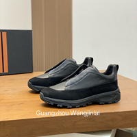 Chaussures de marche pour hommes en cuir véritable, dessus en cuir grainé souple, fermeture à bande élastique, semelle en caoutchouc antidérapante, confortables pour toutes les saisons
