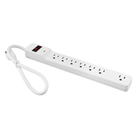 Penangkal Lonjakan Tegangan 490J, Stopkontak 7 Lubang 125V 15A dengan Sakelar Reset, Indikator LED, Soket Ekstensi Dinding Bersertifikasi ETL
