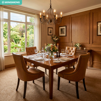 Meubles d'hôtel et de restaurant, table à manger en bois massif, chaise de salle à manger rembourrée en cuir marron pour projet hôtelier