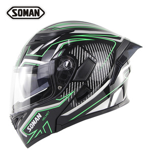 Aggiornamento marchio ABS <span class=keywords><strong>moto</strong></span> Full Face Flip up casco con rilascio rapido Sopiler certificato SOMAN SM955 - Product Image 4