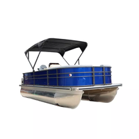 Bateau à ponton en aluminium soudé de luxe de 19 pieds (5,8 m) avec couverture, nouveau design personnalisé pour les fêtes de famille