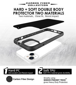 เคสโทรศัพท์คาร์บอนไฟเบอร์สีดำบริสุทธิ์สำหรับ iPhone 14 PLUS 13 12 11 PRO MAX เคสป้องกันการตกบางเฉียบเคสโทรศัพท์ - Product Image 3