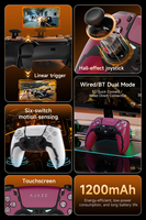 Manette de jeu AJAZZ GP100 PS avec joystick à effet Hall, double mode, détection de mouvement 6 axes pour PS4, PC, jeux FPS et de course