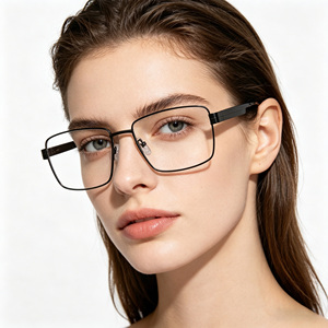 Monturas de <span class=keywords><strong>Gafas</strong></span> Metálicas Rectangulares Minimalistas y Sencillas para Hombres y Mujeres, Ideales para la Lectura Diaria y la Protección de la Visión - Product Image 2