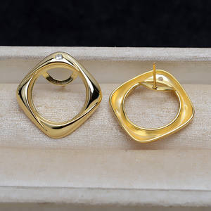 Juego de Aretes Colgantes Cuadrados de Plata S925 y Anillo Plano Vacío de 17 mm con Perla Mabe para Fabricación de Joyería DIY, Tamaño 16 mm - Product Image 4