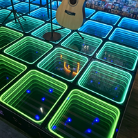 3D Infinity-Spiegel LED-Tanzbodenplatte RGB Abyss-Licht Gehärtetes Glas DMX512 Bühnenpanel für Hochzeit Nachtclub Bar KTV