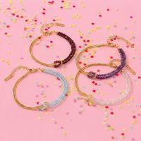 Pulsera de Acero Inoxidable con Cuentas de Piedra Natural Facetadas de 3mm, Nudo Francés de Cobre, Cadena de Serpiente Dorada y Perlas Multicolores para Mujer