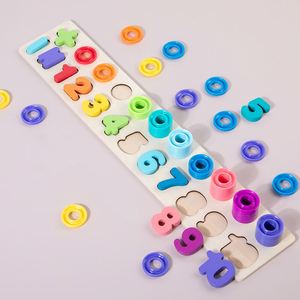 Juguetes de madera Montessori 2 en 1 para niños, bloques de apilamiento matemáticos, rompecabezas de números para niños pequeños, apilador de conteo - Product Image 2