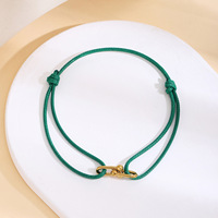 Bracelet réglable unisexe en acier inoxydable avec cordon ciré tressé à la main, motif fer à cheval, style euro-américain transfrontalier, vente en gros de bijoux