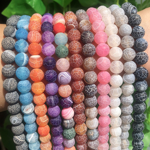 Cuentas de Piedra Mate Desgastadas al por Mayor de 6/8/10MM, Ágatas Agrietadas Esmeriladas para Pulseras de Joyería DIY - Product Image 1