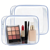 Sacs de maquillage de voyage transparents, 2 pièces, pochette à fermeture éclair en PVC imperméable, approuvée par la TSA, organiseur de toilette portable, trousse de maquillage pour femmes